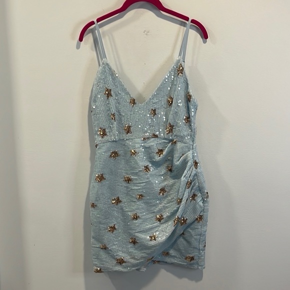 Revolve Superdown “Dina” mini dress in light blue star M NWT - Picture 3 of 5